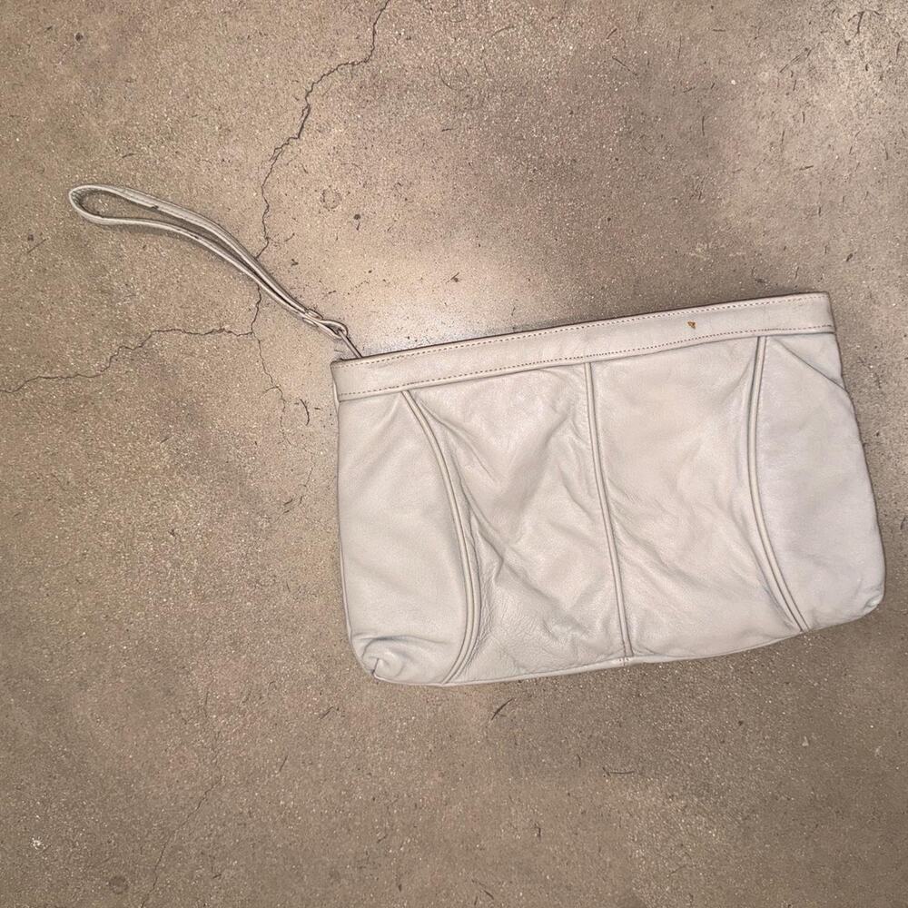 Y2k white leather clutch bag